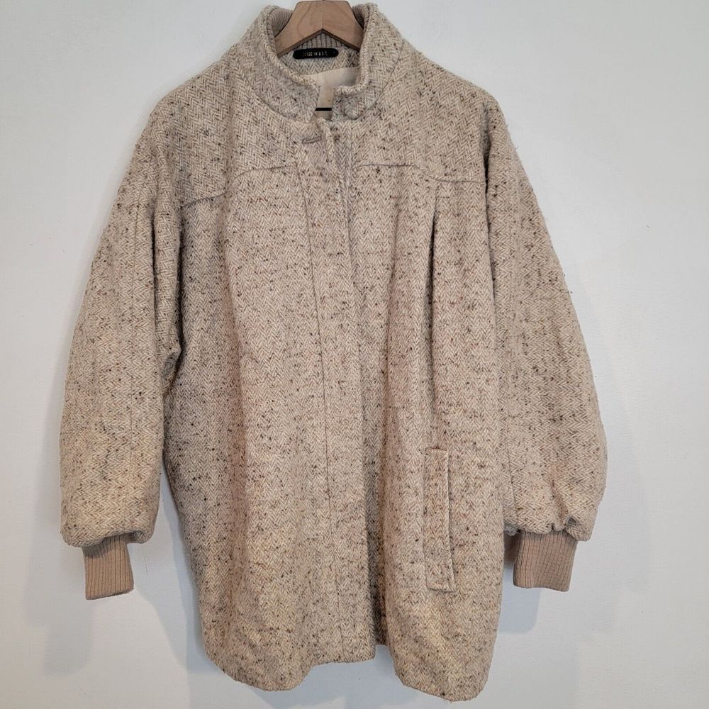 Vintage Womens Wool Blazer Jacket Beautiful Oatmeal Color Coat Made In USA
